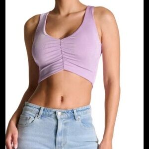 N by Naked Wardrobe Shirred Crop Top in Lavender NWOT